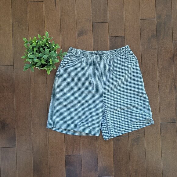BLACK TINY PLAID VINTAGE TROUSER SHORTS - Picture 1 of 4